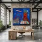 Preview: Leinwandbild Gelsenkirchen im Industriedesign-Loft mit Hans-Sachs-Haus und Blaue-Stadt-Collage