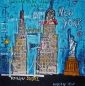 Preview: Leinwandbild New York Blue Hour mit Freiheitsstatue und Brooklyn Bridge als Fine-Art Kunstdruck