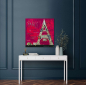 Preview: Wohnbeispiel Kunstdruck pink Paris Eiffelturm
