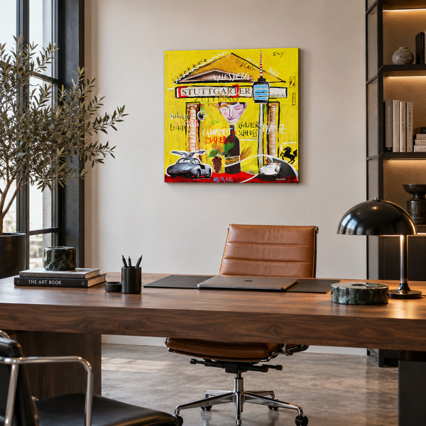 Wohnbeispiel Leinwanddruck Stuttgart in modernem Büro