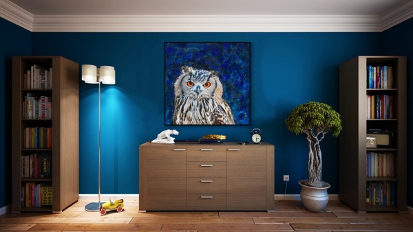 Wohnbeispiel Leinwanddruck Eule