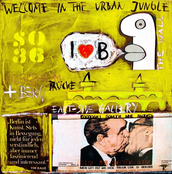 Kunstdruck Berliner Mauer gelb