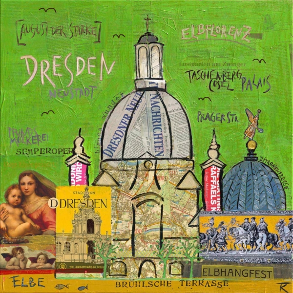 Preview: Kunstdruck Dresden grün