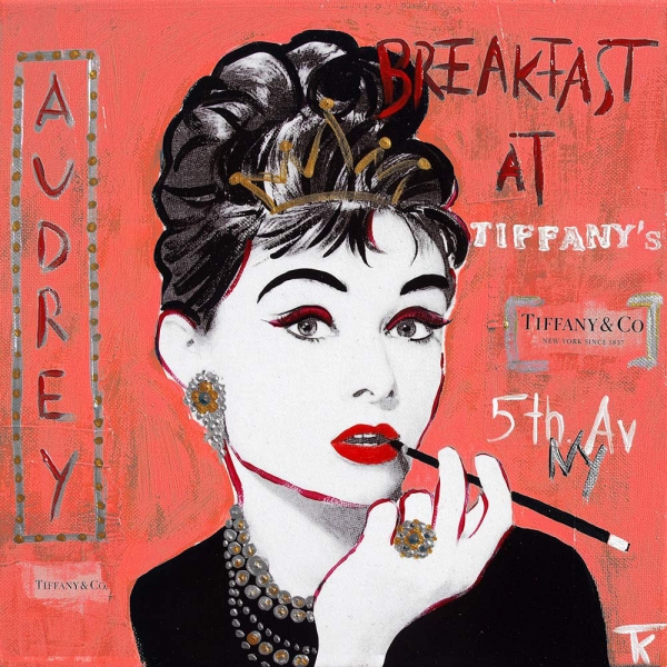 Kunstdruck Frühstück bei Tiffany rot
