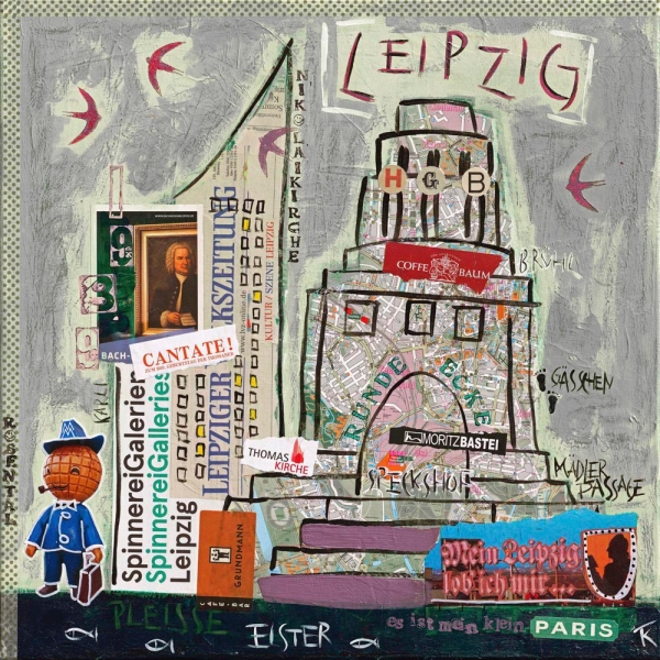 Preview: Kunstdruck Leipzig grau