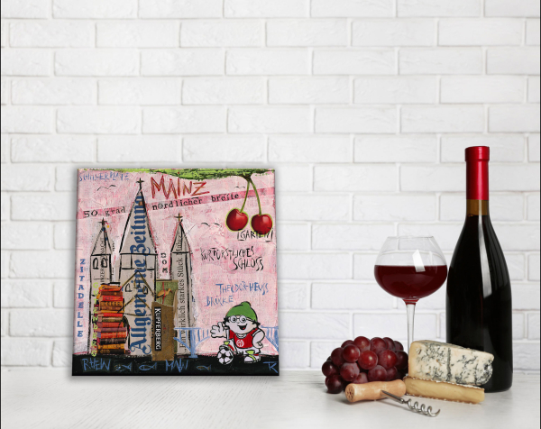 Wohnbeispiel Kunstdruck Mainz über Küchenzeile in Esszimmer