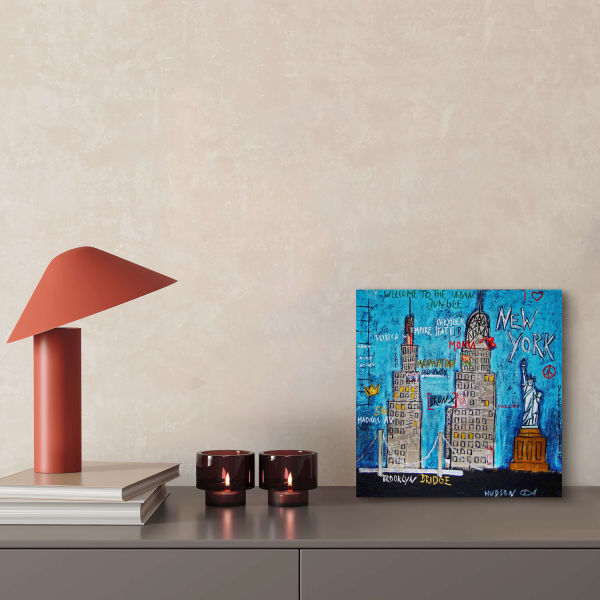 Preview: Wohnbeispiel Kunstdrucke New York blau