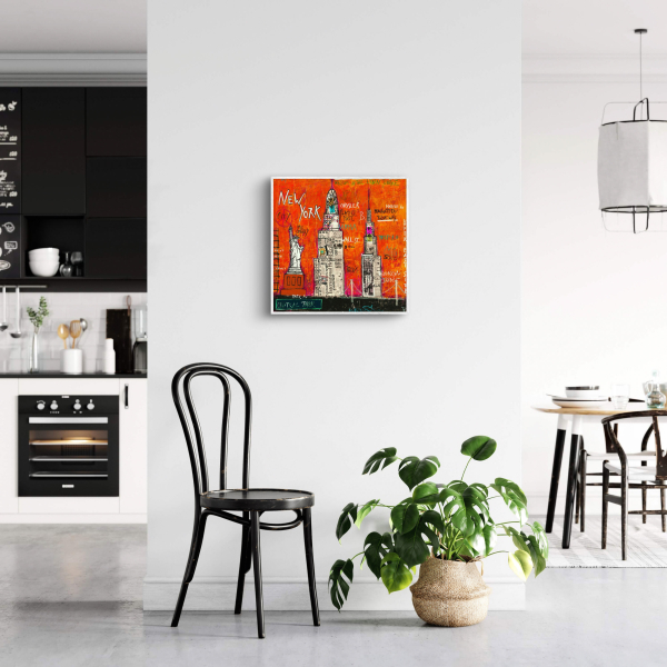 Wohnbeispiel Kunstdruck New York rot