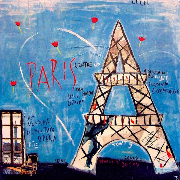 Kunstdruck Paris blau