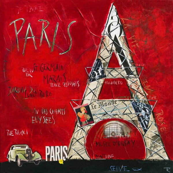 Kunstdruck Paris rot