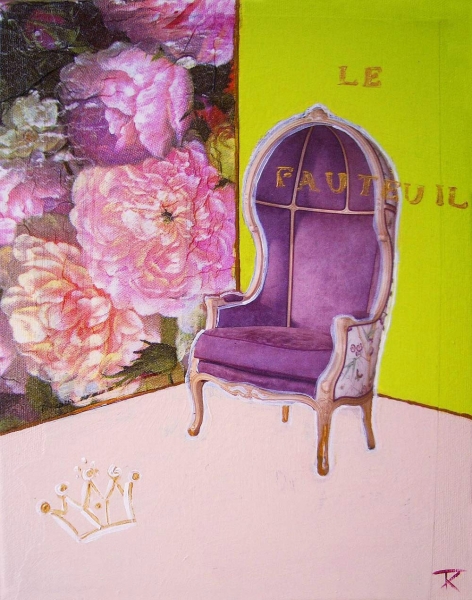 Kunstdruck Rosen und Sessel