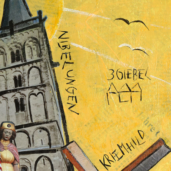 Detailansicht des Dom St. Victor und Drei-Giebel-Haus, Nibelungen und Kriemhildmühle