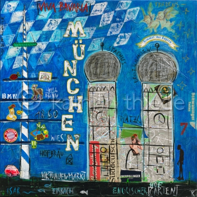 "München" Original-Collage auf Leinwand