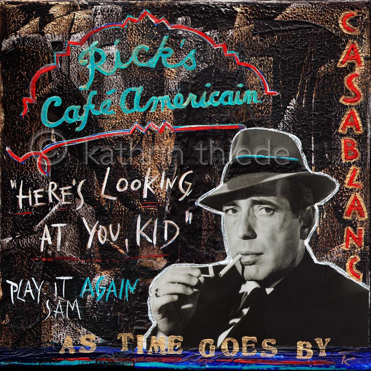 Original-Collage auf Leinwand "Casablanca"