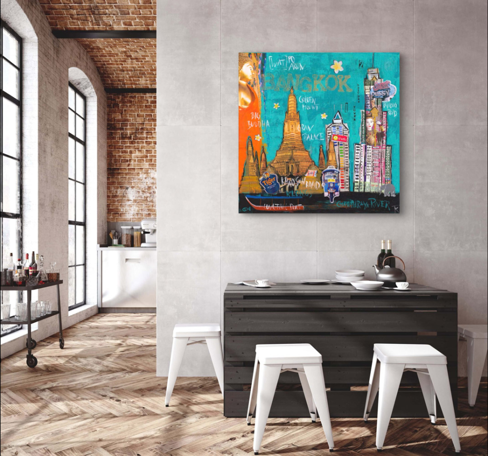 Wohnbeispiel kunstdruck-Bangkok über Sideboard