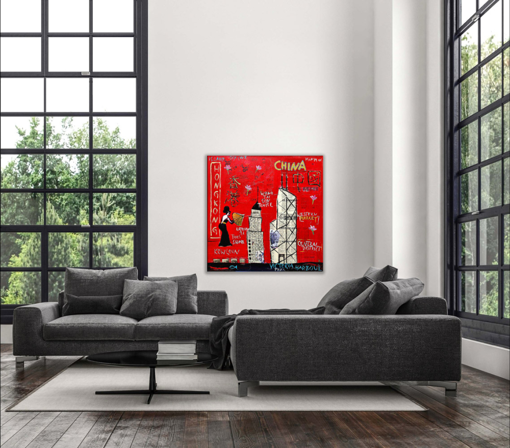 Wohnbeispiel Kunstdruck Hongkong China in Loft