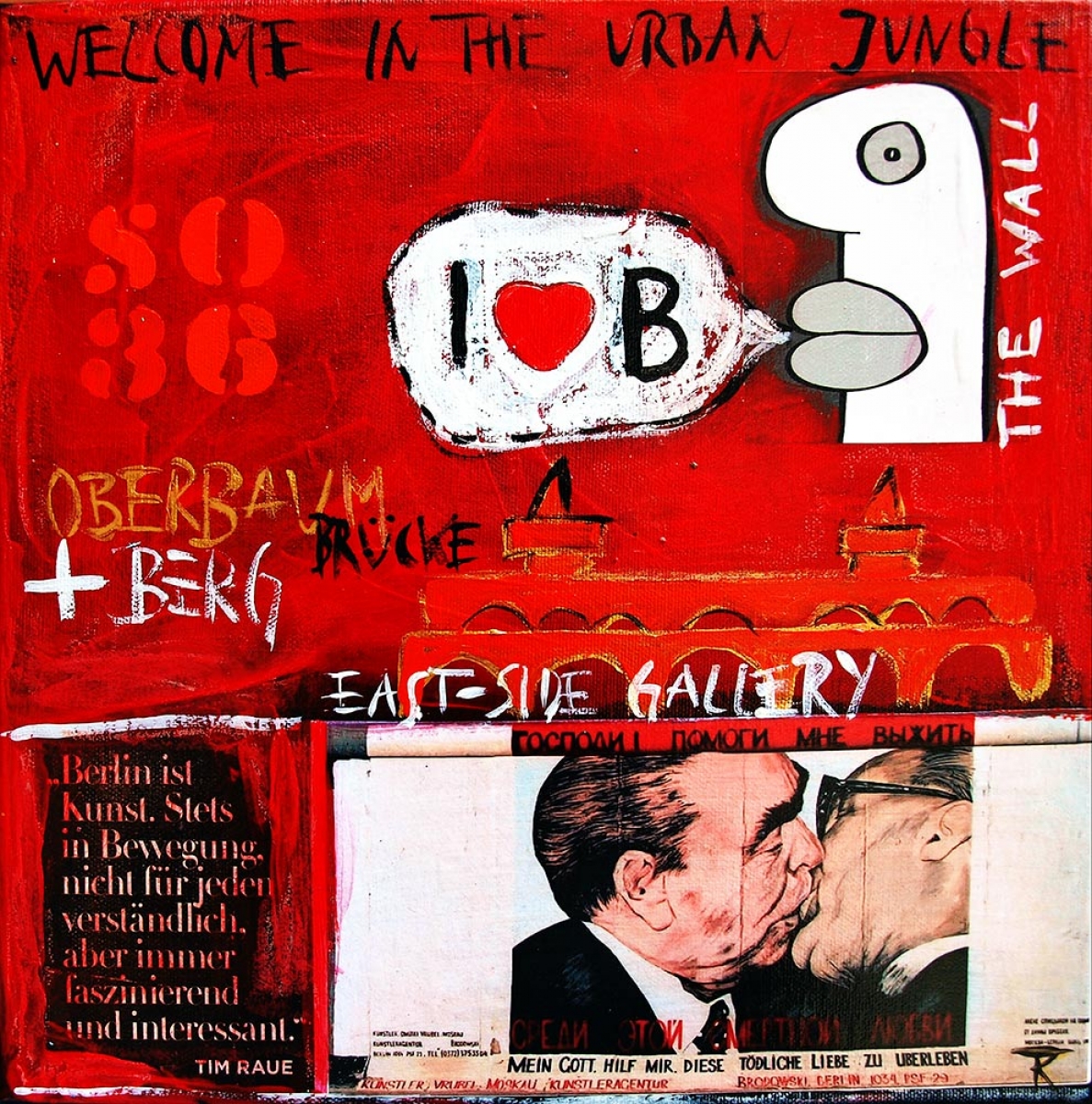 Kunstdruck Berliner Mauer rot