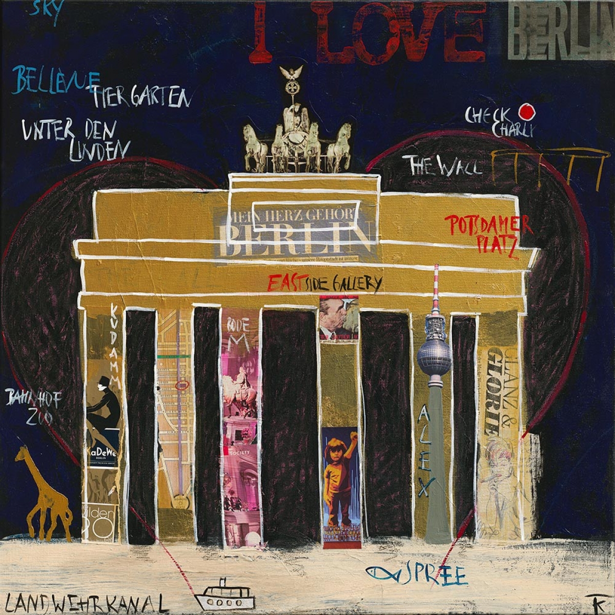 Kunstdruck Berlin Brandenburger Tor dunkelblau