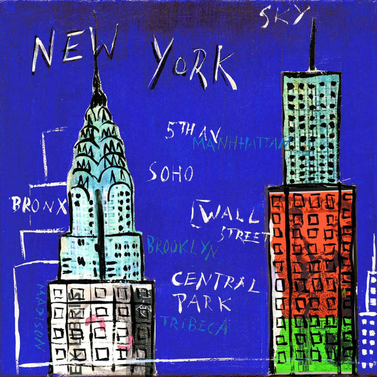 Kunstdruck New York blau
