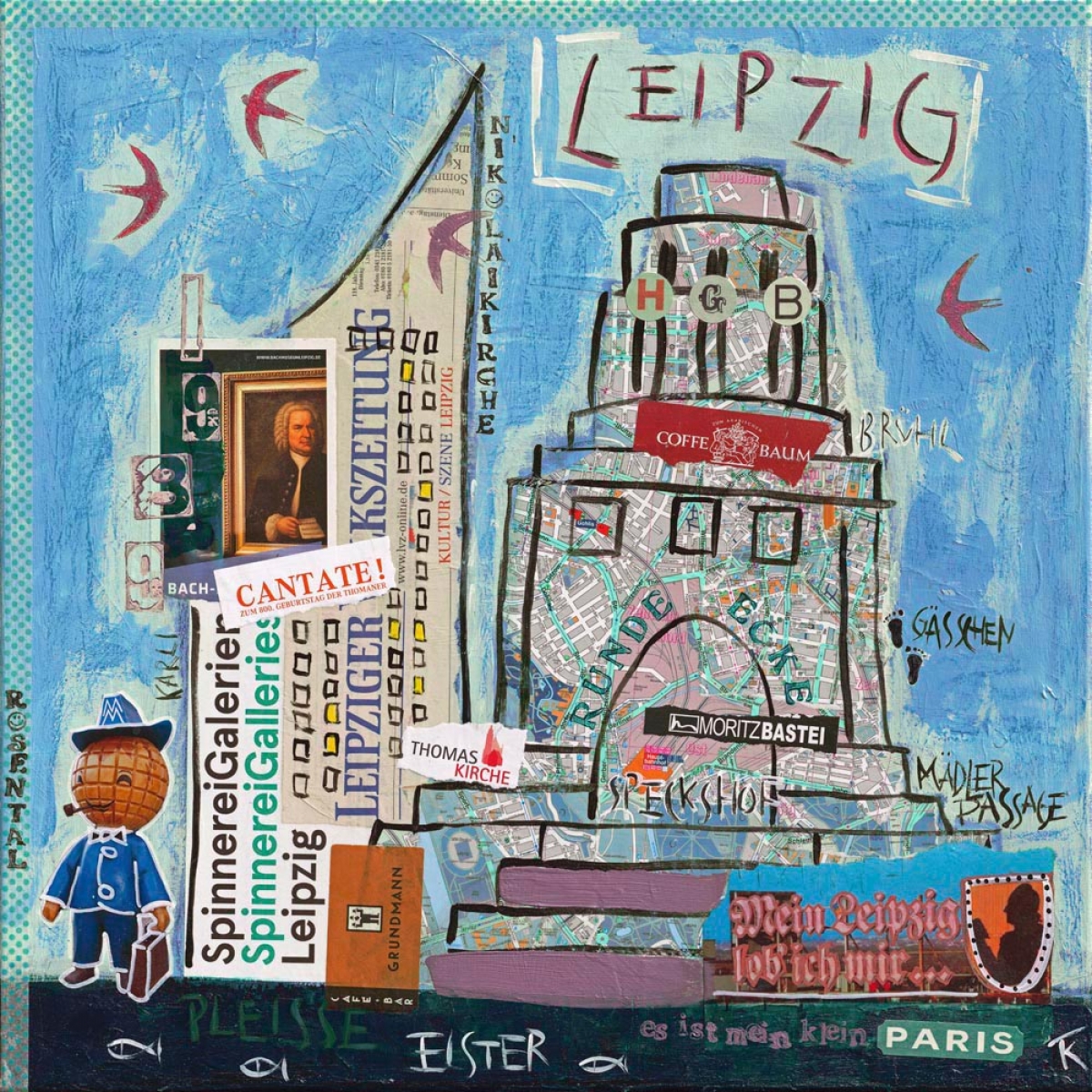 Kunstdruck Leipzig blau