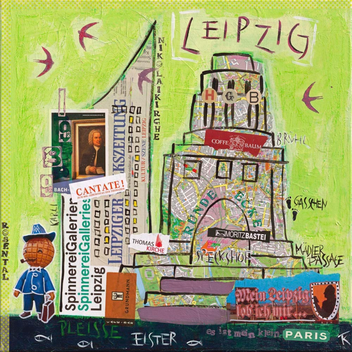 Kunstdruck Leipzig grün