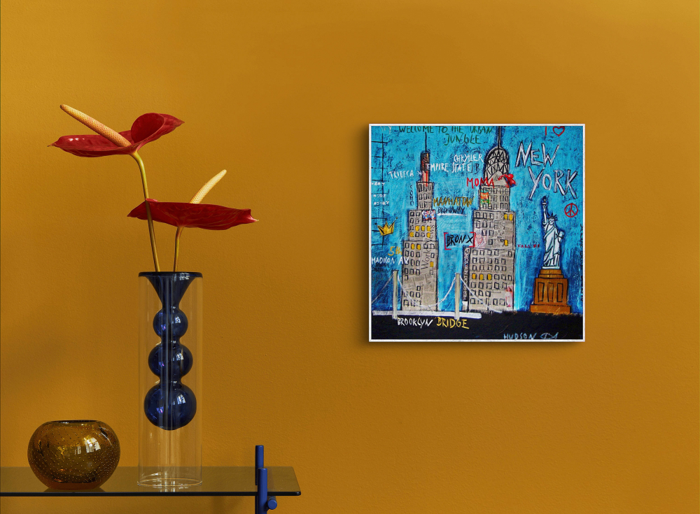 Wohnbeispiel Kunstdrucke New York blau