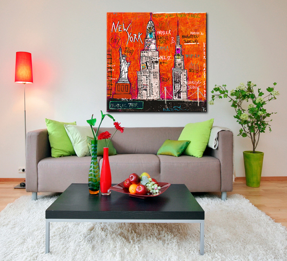 Wohnbeispiel Kunstdruck New York rot