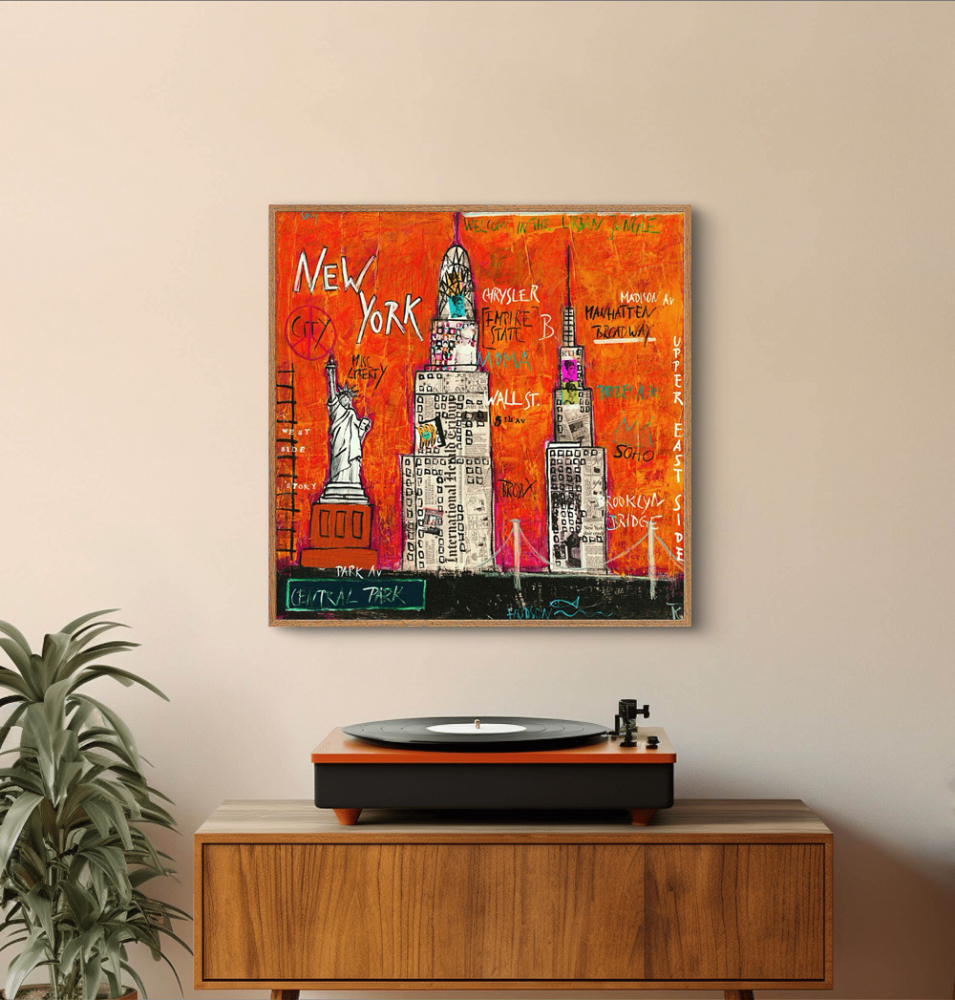 Wohnbeispiel Kunstdruck New York rot