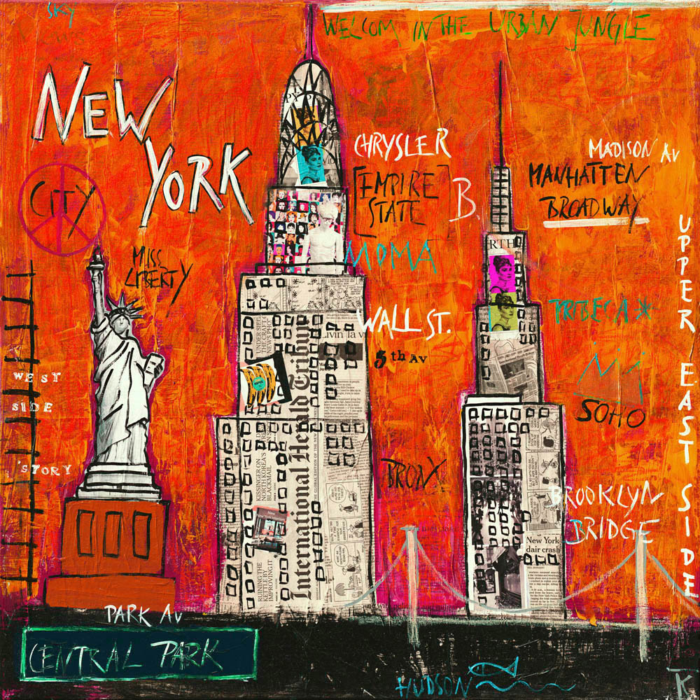 Kunstdruck Freiheitsstatue rot