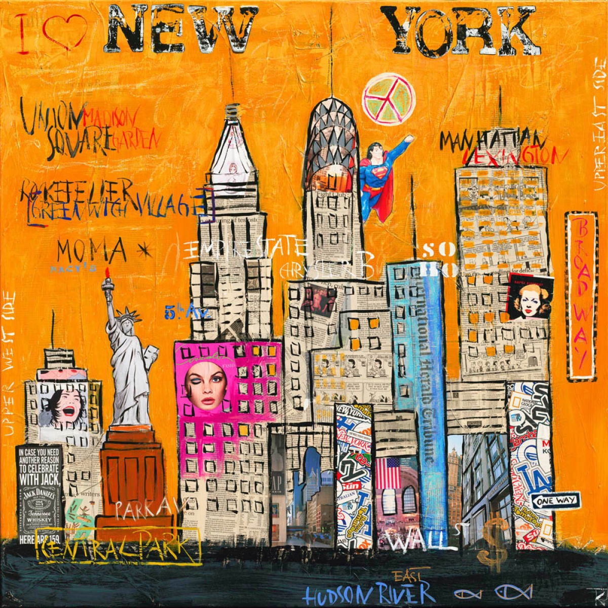 Kunstdruck New York orange