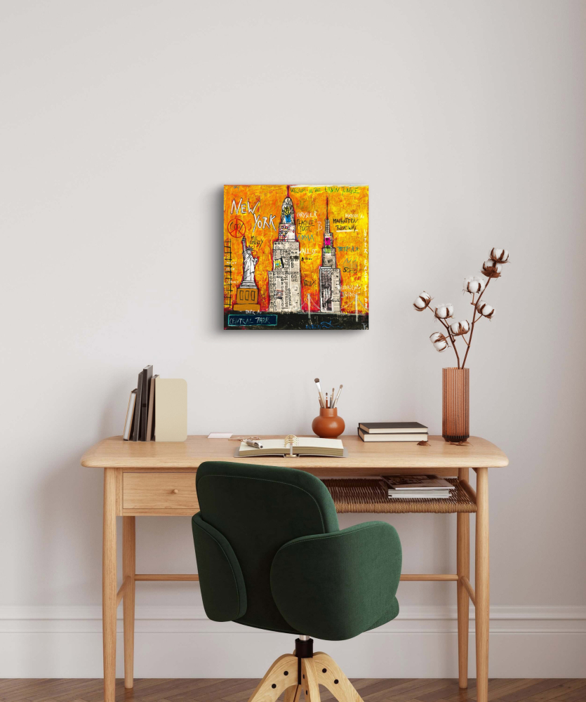 Wohnbeispiel Kunstdruck New York gelb