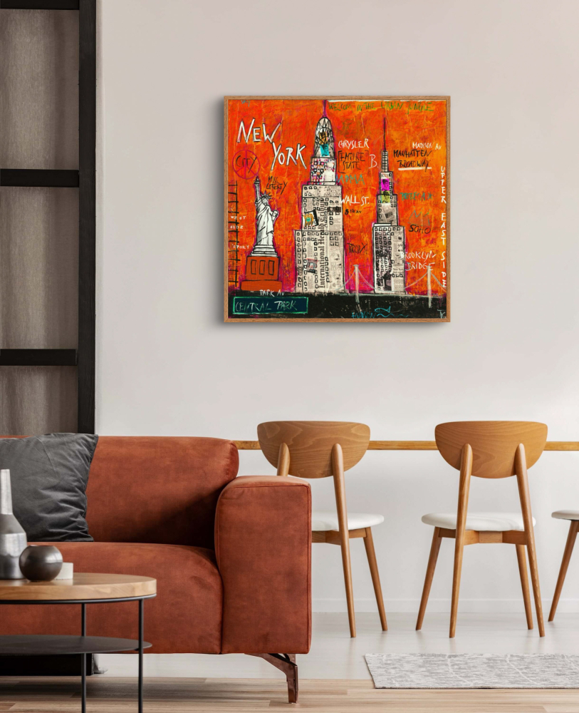 Wohnbeispiel Kunstdruck New York rot