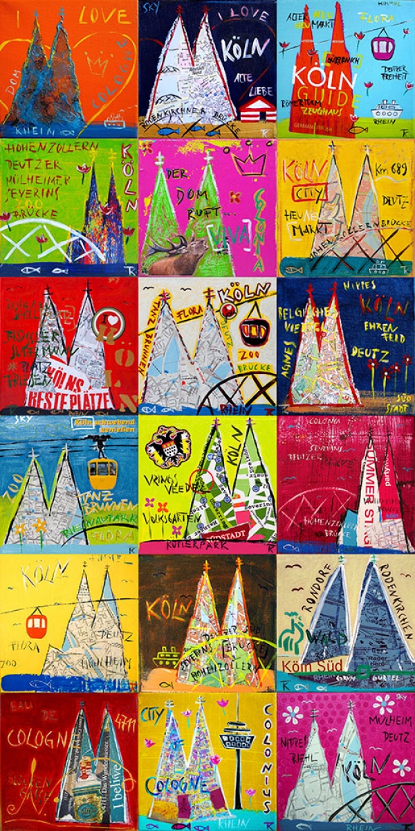 Leinwanddruck Koelnmosaik 45x90 Motiv A