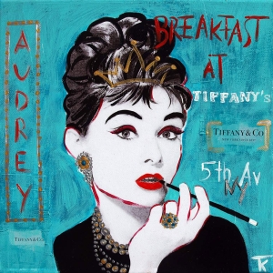 Kunstdruck Frühstück bei Tiffany blau
